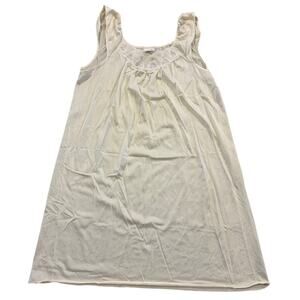 Katy USA Nylon White Sleeveless Vintage Nightgown with Floral Sitching Size L